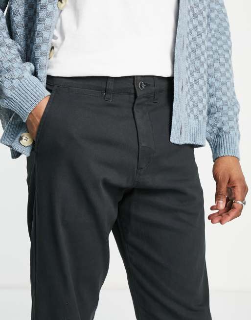 Jack & Jones Intelligence loose fit cropped chinos in black, 4 of 4