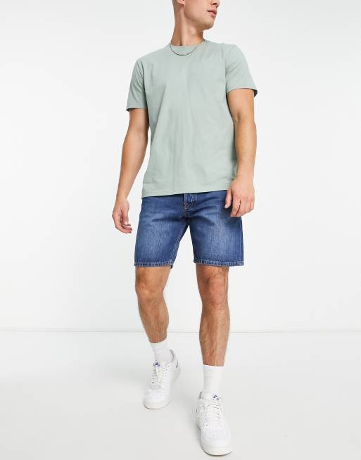 Jack Jones Intelligence Loose Fit Denim Shorts In Mid Blue, 55% OFF