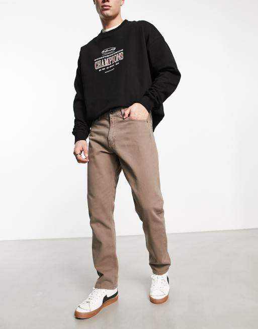 Jack & Jones Intelligence loose fit twill pants in washed brown 