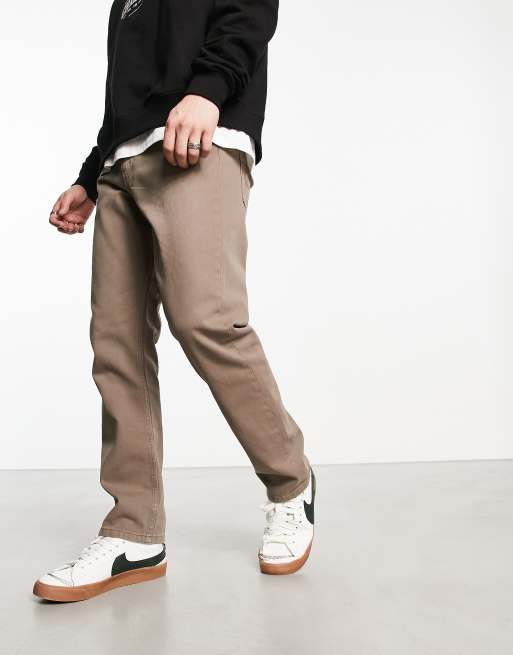 Jack & Jones Intelligence loose fit twill pants in washed brown