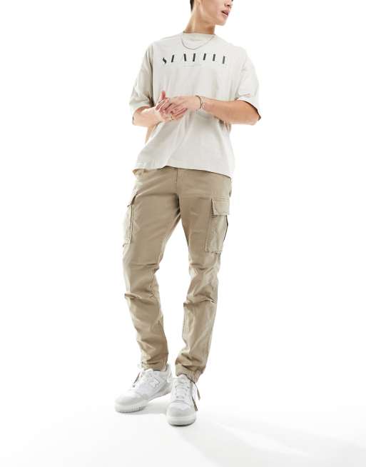 Jack & Jones Intelligence loose fit washed cargo pants in beige, 5 of 5