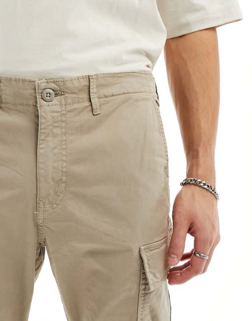 Jack & Jones Intelligence loose fit washed cargo trouser in beige, 2 of 5
