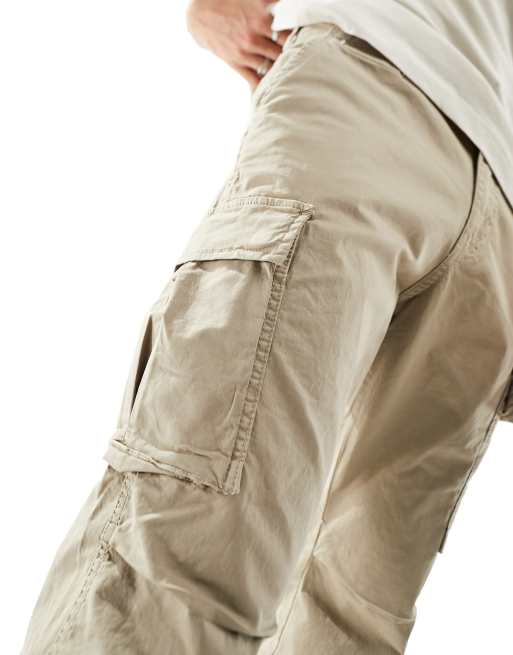 Jack & Jones Intelligence loose fit washed cargo trouser in beige, 4 of 5