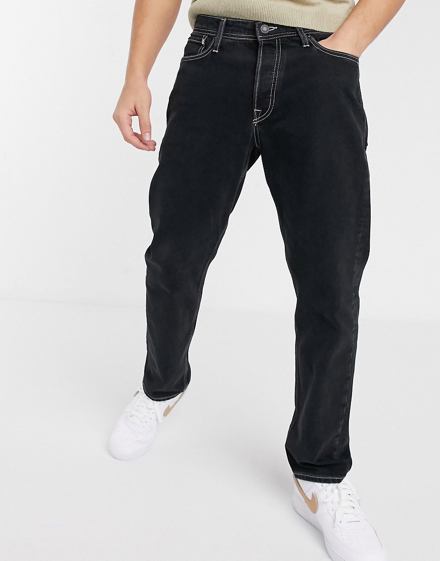 Jack & Jones Intelligence - Losvallende jeans met contrasterende stiksels in zwart