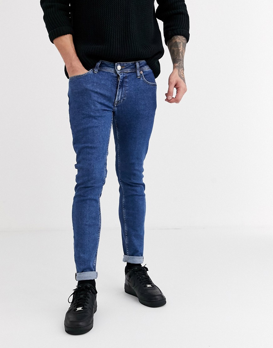 Jack & Jones Intelligence - Lyseblå skinny jeans i stenvask