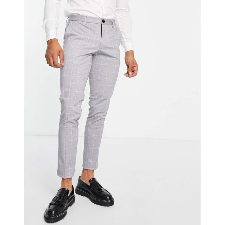 Jack & Jones Intelligence marco slim fit check smart trouser in