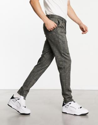 Jack & Jones Intelligence marco slim fit smart trouser brown check