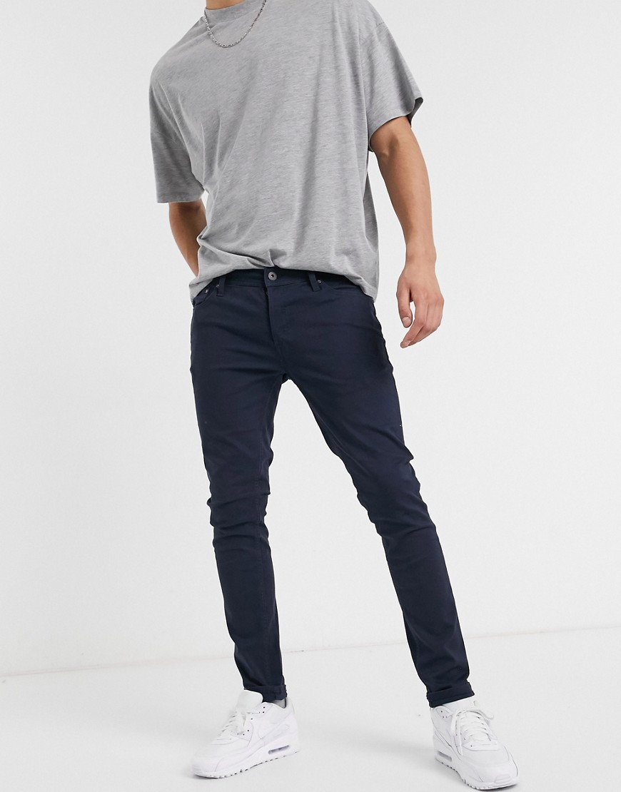 Jack & Jones Intelligence – Marinblå byxor med 5 fickor och extra smal passform