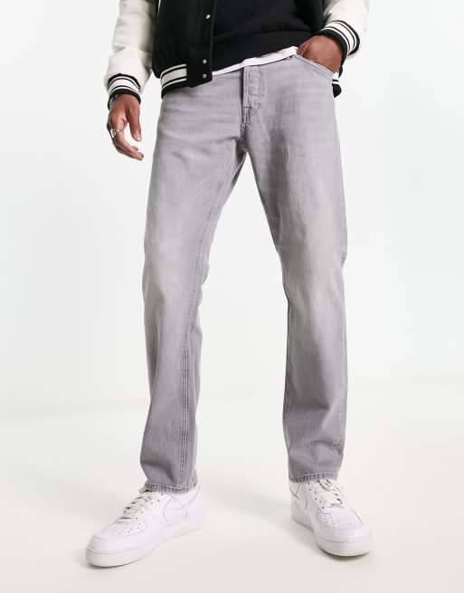 Jack & Jones Intelligence – Mike – Jeans in verwaschenem Grau mit geradem Schnitt 