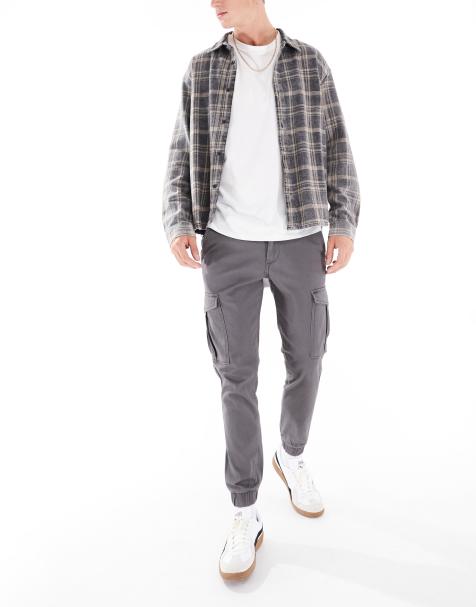 Jack & Jones Intelligence – Mörkgrå, smala cargobyxor - view 1