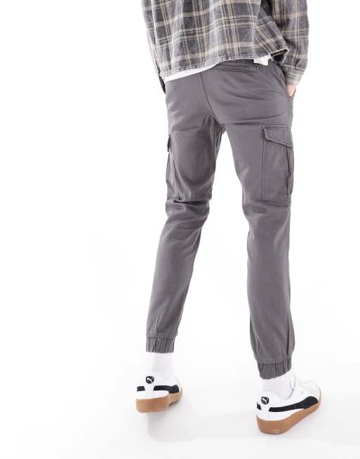 Jack & Jones Intelligence – Mörkgrå, smala cargobyxor , 3 av 5
