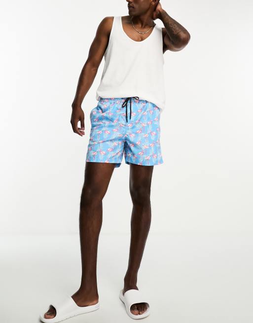 Jack & Jones Intelligence – Niebieskie szorty kąpielowe we flamingi , 2 z 4