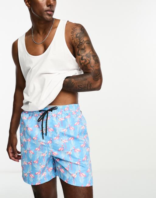 Jack & Jones Intelligence – Niebieskie szorty kąpielowe we flamingi , 3 z 4
