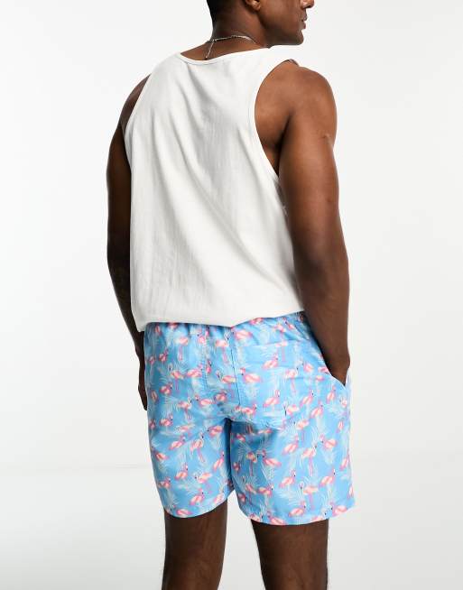 Jack & Jones Intelligence – Niebieskie szorty kąpielowe we flamingi , 4 z 4