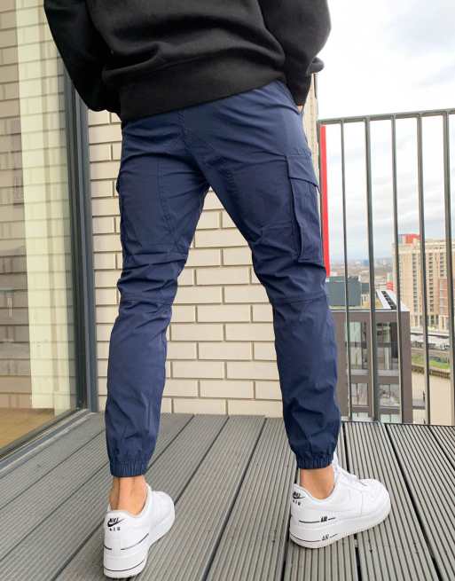 Petite Navy Pocket Detail Cargo Pants