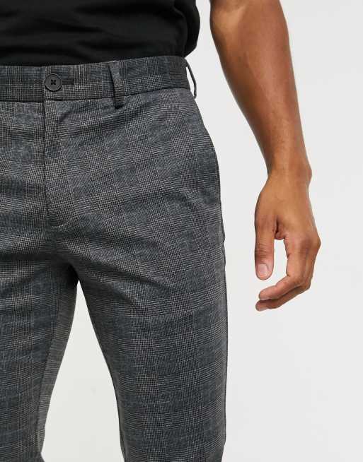 Jack & Jones Intelligence - Pantalon à carreaux en jersey coupe slim - Gris foncé, 3 de 4