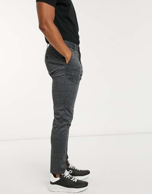Jack & Jones Intelligence - Pantalon à carreaux en jersey coupe slim - Gris foncé, 4 de 4