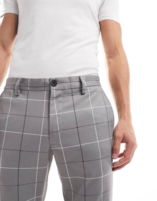 Jack & Jones Intelligence - Pantalon ajusté habillé en jersey à grands carreaux - Gris , 3 de 5