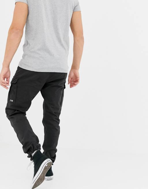 Pantalon cargo Jack & Jones Paul en coton stretch noir