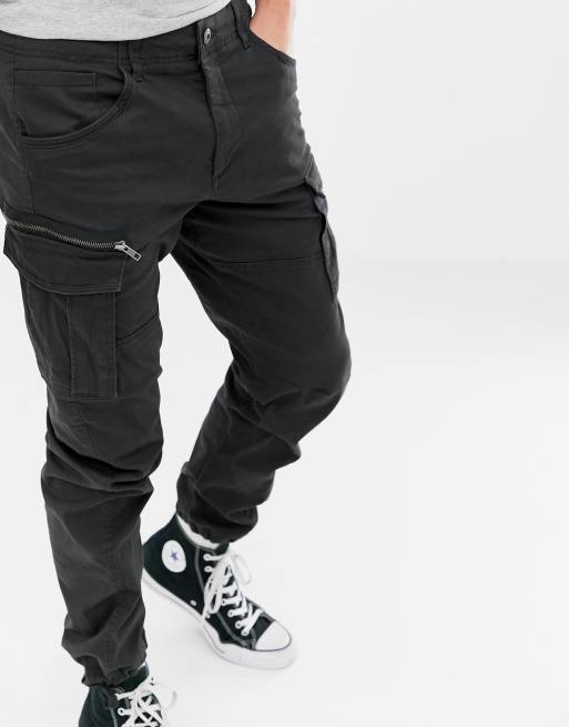 Pantalon cargo Jack & Jones Paul en coton stretch noir