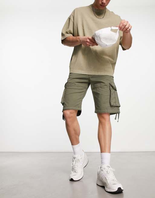 Jack & Jones Intelligence - Pantaloncini cargo kaki slavato 