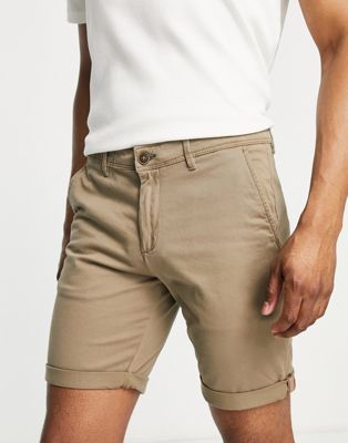 Jack & Jones Intelligence slim fit chino shorts in beige - ASOS Price Checker