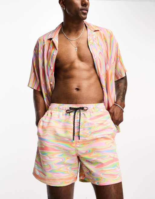 Jack & Jones Intelligence - Pantaloncini da bagno con stampa fantasia in coordinato 