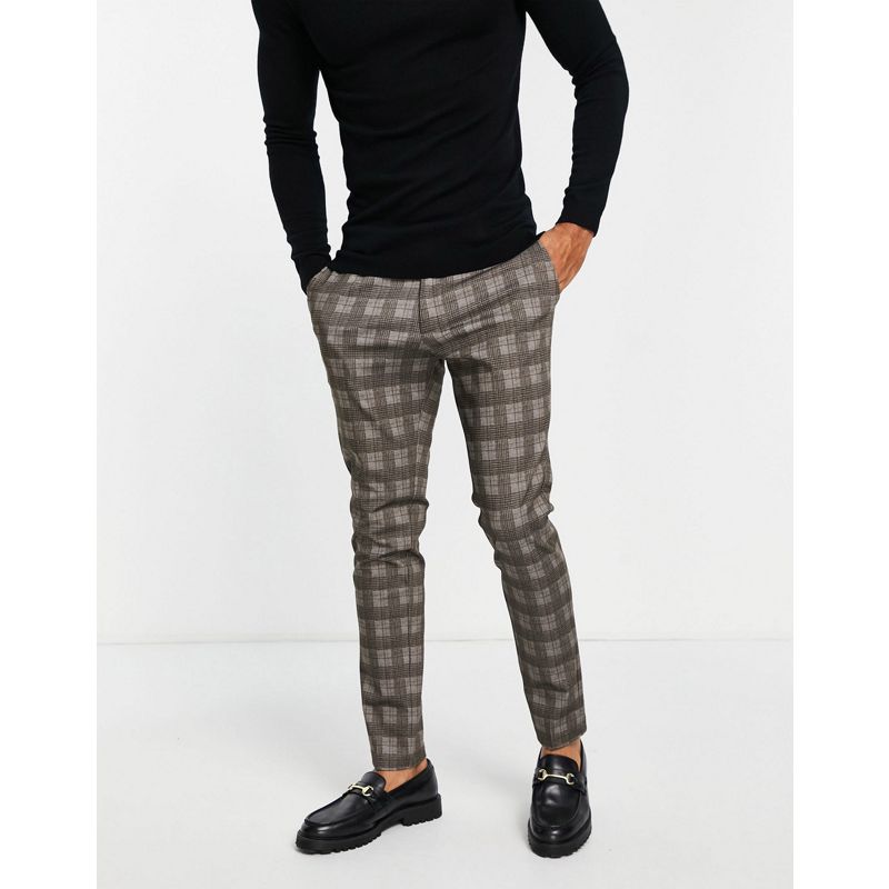 Pantaloni skinny Uomo Jack & Jones Intelligence - Pantaloni grigio chiaro a quadri