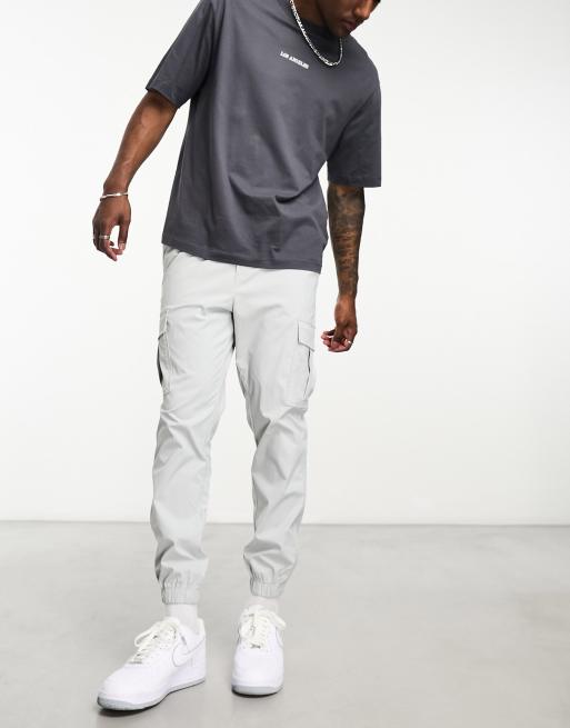 Jack & Jones Intelligence poly cargo pants in grey, 3 of 4