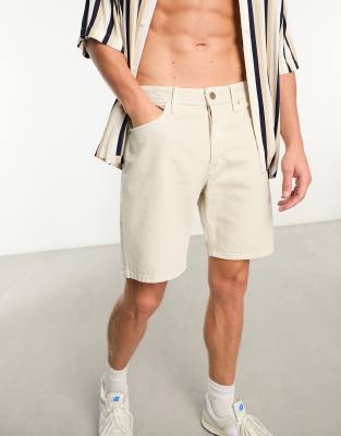 Jack & Jones Intelligence relaxed fit denim shorts in ecru