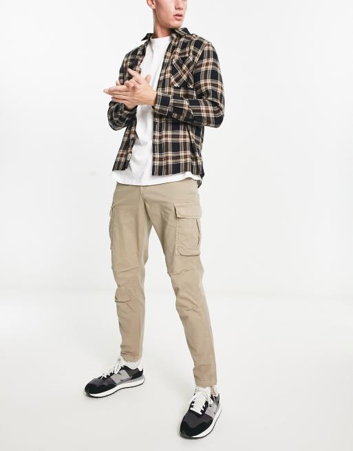 Jack & Jones Intelligence – Sehr locker geschnittene Cargohose in gewaschenem Beige