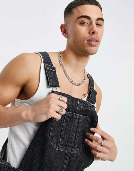 Jack & Jones Intelligence short overalls in black cotton - BLACK