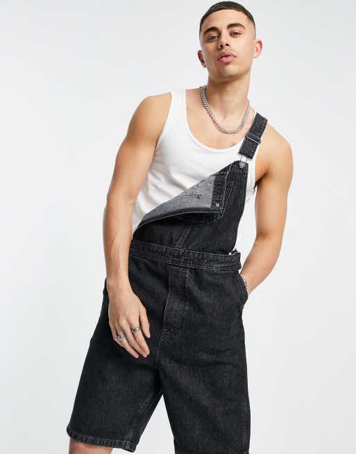 rats ラッツ　オーバーオール　BLACK M Jack & Jones Intelligence short overalls in black cotton - BLACK