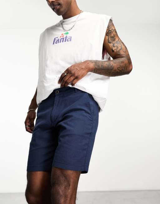 Jack & Jones Intelligence - Short van linnenmix in marineblauw 