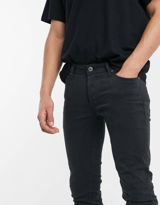 Jack Jones Intelligence skinny fit 5 pocket trousers in black