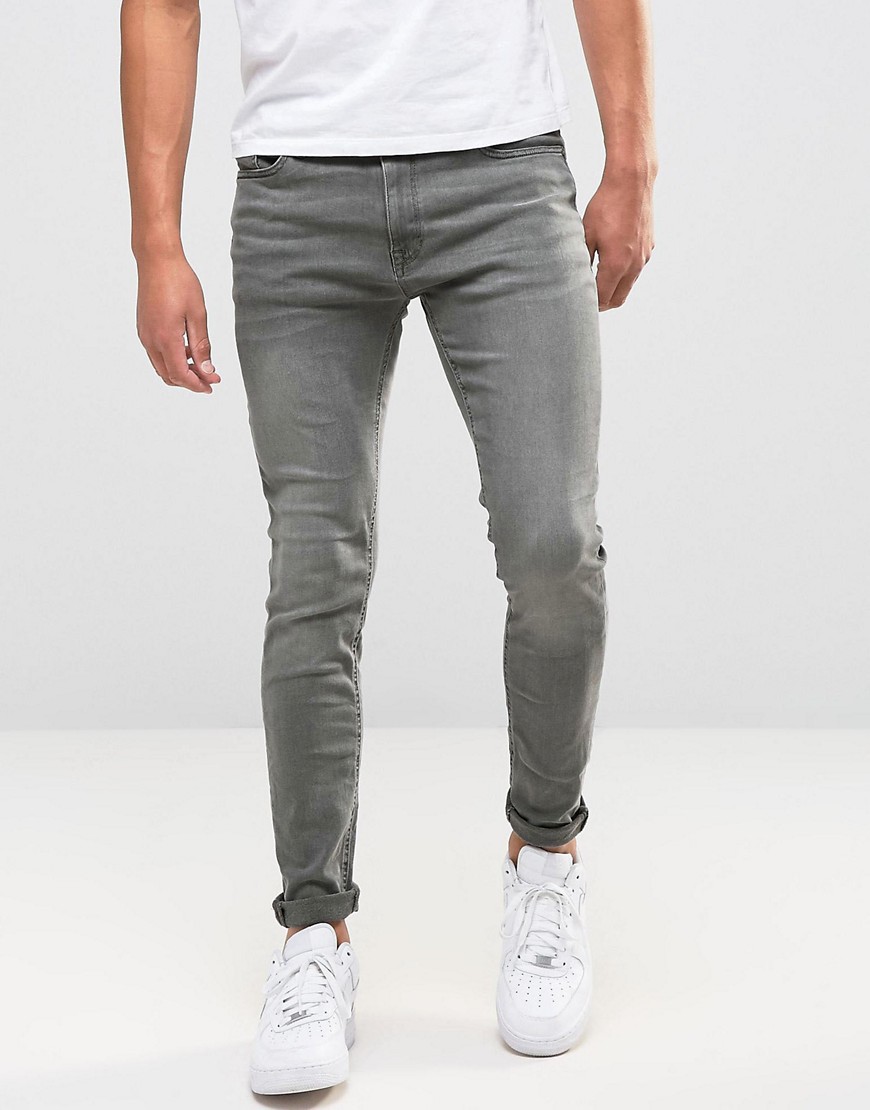 Jack & Jones Intelligence - Skinny-fit jeans in grijze wassing-Grijs