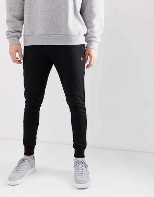 mens black skinny tracksuit