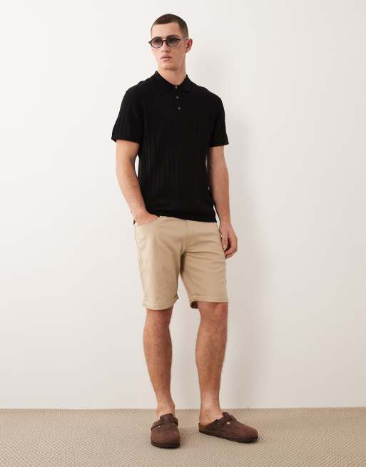 Jack & Jones Intelligence slim 5 pocket shorts in beige, 2 of 5