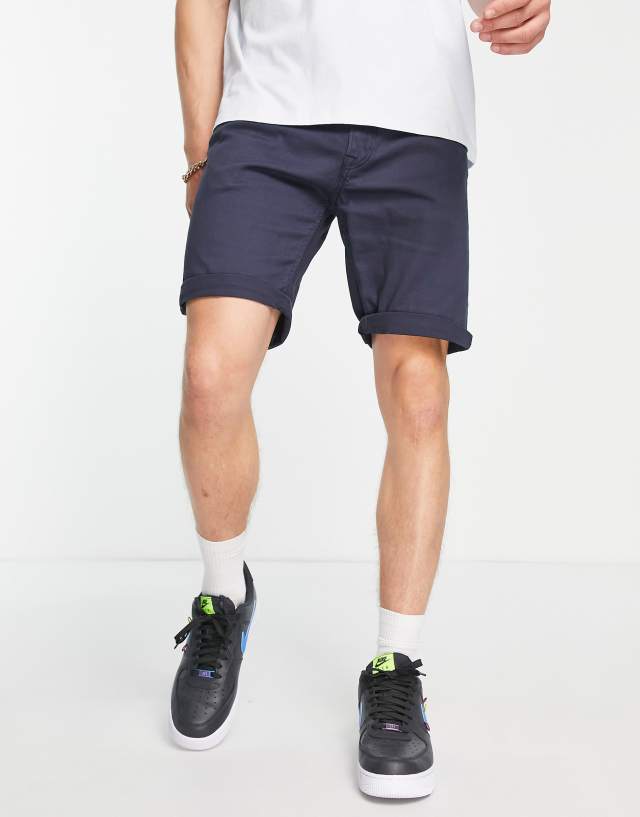 Jack & Jones Intelligence slim fit 5 pocket shorts in navy