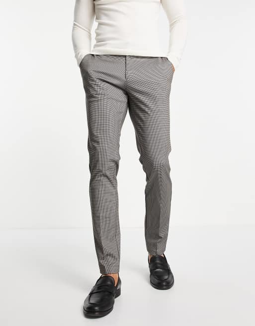 Jack & Jones Intelligence - Slim fit broek met pied-de-poule in bruin 