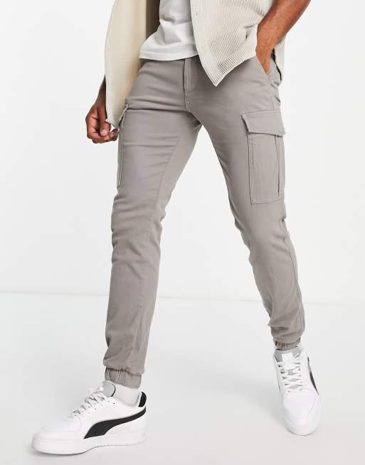 Jack & Jones Intelligence slim fit cargo pants in light gray | ASOS