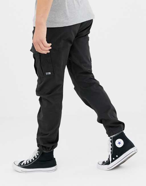 Jack & Jones Intelligence Slim Fit Cargo Trousers in Black for Men