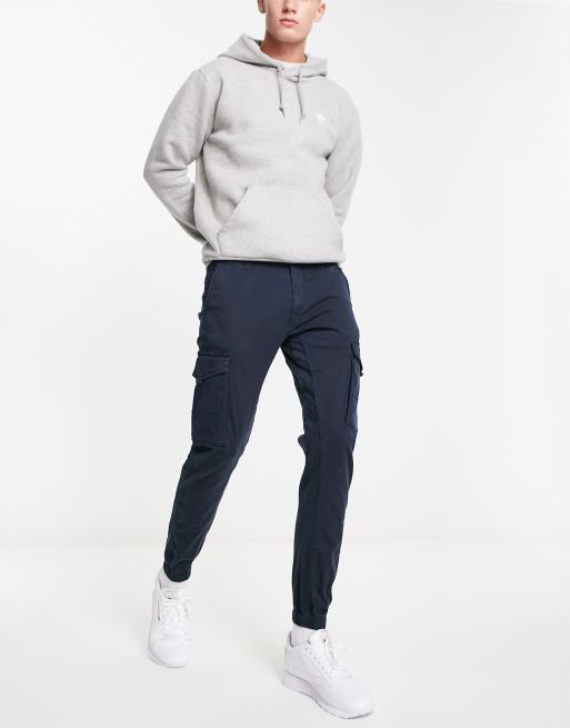 Jack & Jones Intelligence - Slim-fit cargobroek met aansluitende boorden in marineblauw