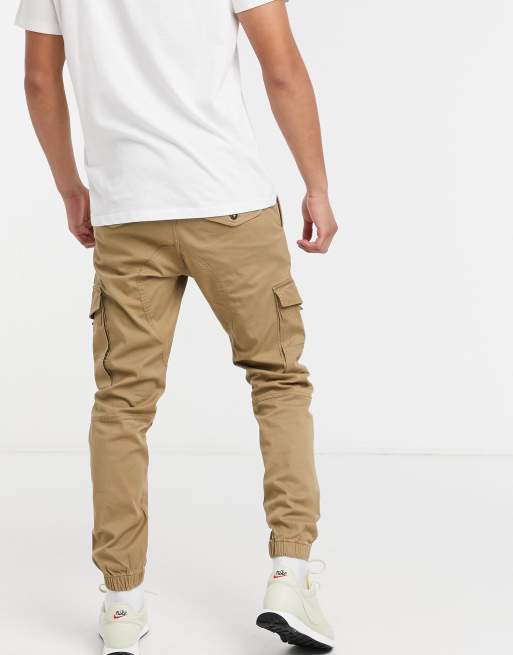 Jack & Jones Intelligence - Slim fit cargobroek met boorden in zandkleur, 2 van 4