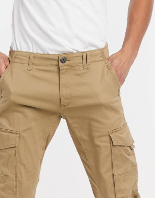 Jack & Jones Intelligence - Slim fit cargobroek met boorden in zandkleur, 3 van 4