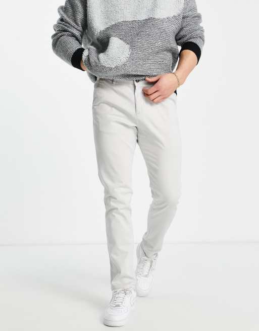 Jack & Jones Intelligence slim fit chino pants in grey