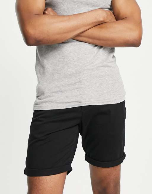 Jack & Jones Intelligence slim fit chino shorts in black | ASOS