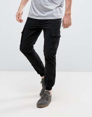 black cuffed cargo pants