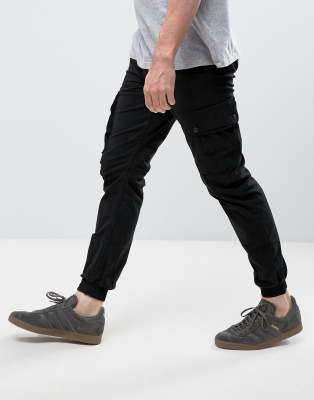 cuffed black combat trousers