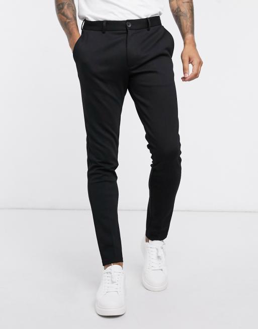 Jack & Jones Intelligence slim fit jersey pants in black | ASOS